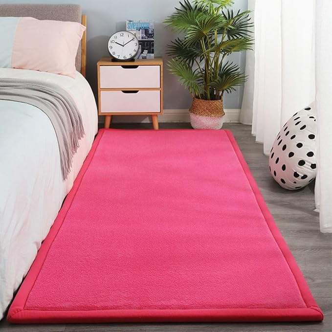 Play Crawling mat for Nursery Baby, Extra Soft Activity Floor Mat for Kids Playroom Bedroom- hot pink-60 * 180cm