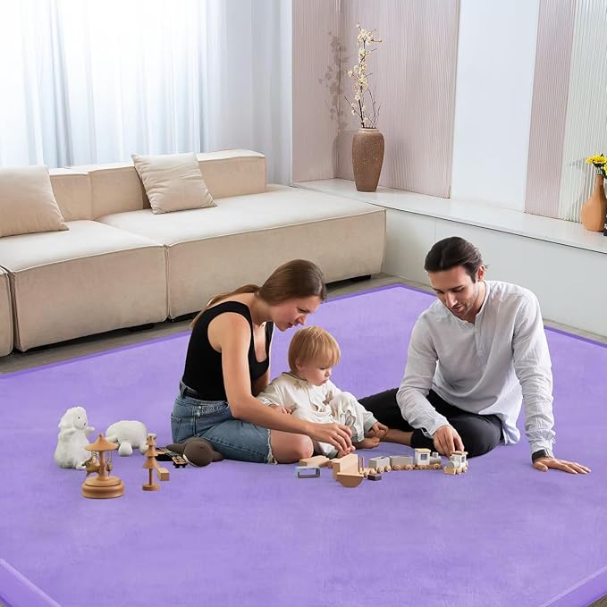 Baby Play Mat for Floor Nursery Muscle Area Rug Playroom Rug 47"x47" Memory Foam 1.3" Thick Crawling Mat for Babies,Toddlers, Infants,Kids(Lavender)