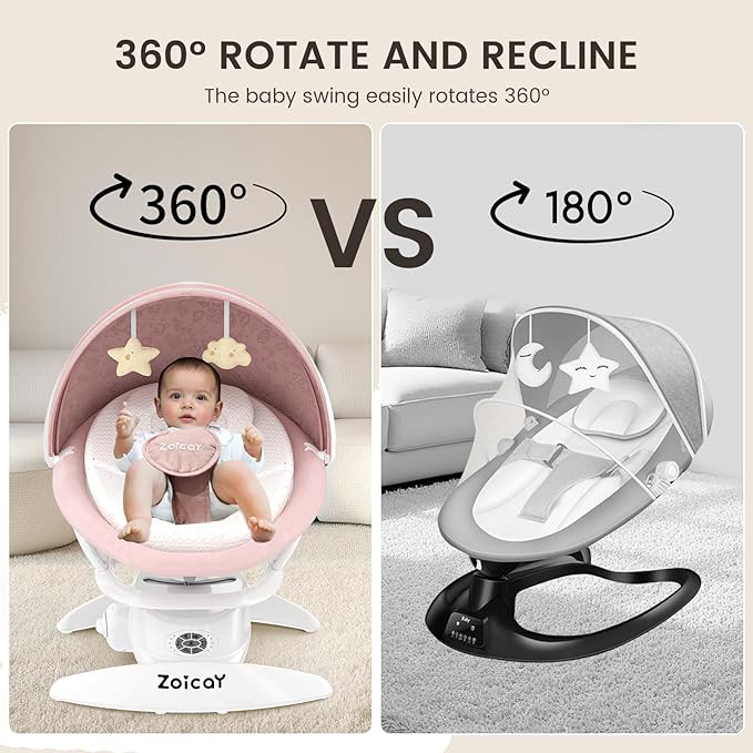 3-in-1 Baby Swing for Infants to Toddler, Infant Swing with 5 Speeds & 3 Swing Modes, 12 Lullabies, Electric Swing for Baby, Up to 25 lbs, Pink