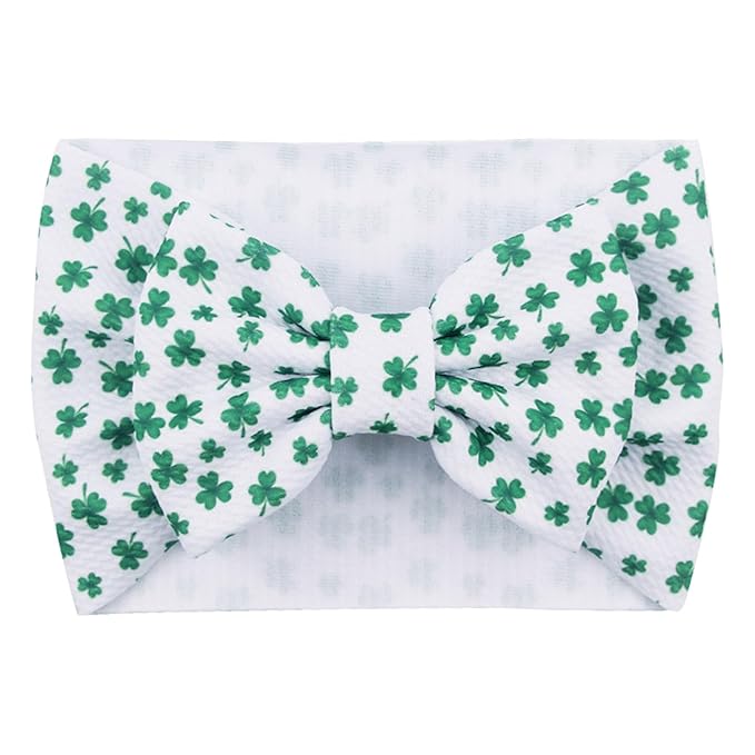 Green Baby Bow Headbands Hair Bow for Girts Toddler Baby Shamrock Headband Bows 6-24 Months.(FD104-Green)