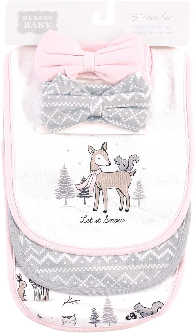 Hudson Baby Unisex Baby Cotton Bib and Headband Set