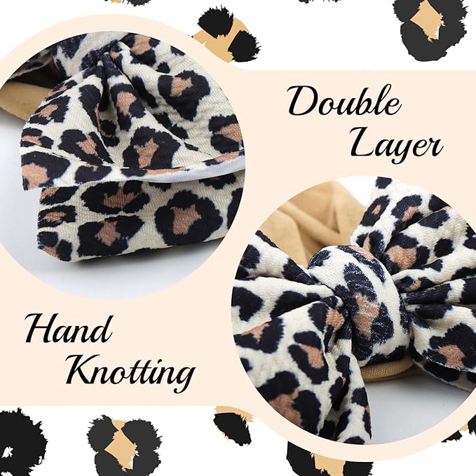 YanJie Bows for Baby Girl Leopard Print Headbands for Girls 7’’ Brown Bow Toddler Hair Accessories Newborn Infant Baby Headband