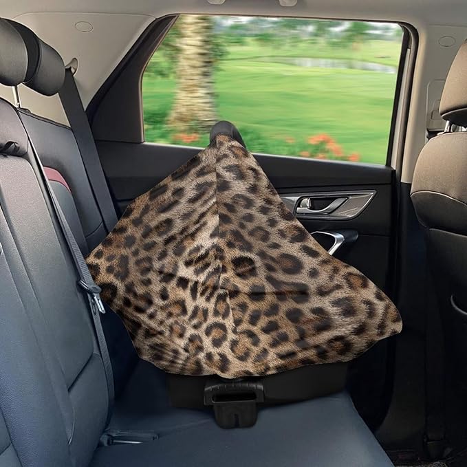 Forchrinse Cheetah Baby Car Seat Canopy Soft Nursing Breastfeeding Cover Stroller Cover Baby Car Seat Cover for Boys Girls