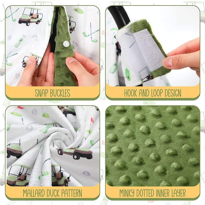 Honeydak Golf Baby Car Seat Cover Minky Infant Golf Nursing Decor Canopy Breastfeeding Blankets Peekaboo Opening Stroller Stuff for Newborn Baby Boy Girl, 27.5 x 39 Inch