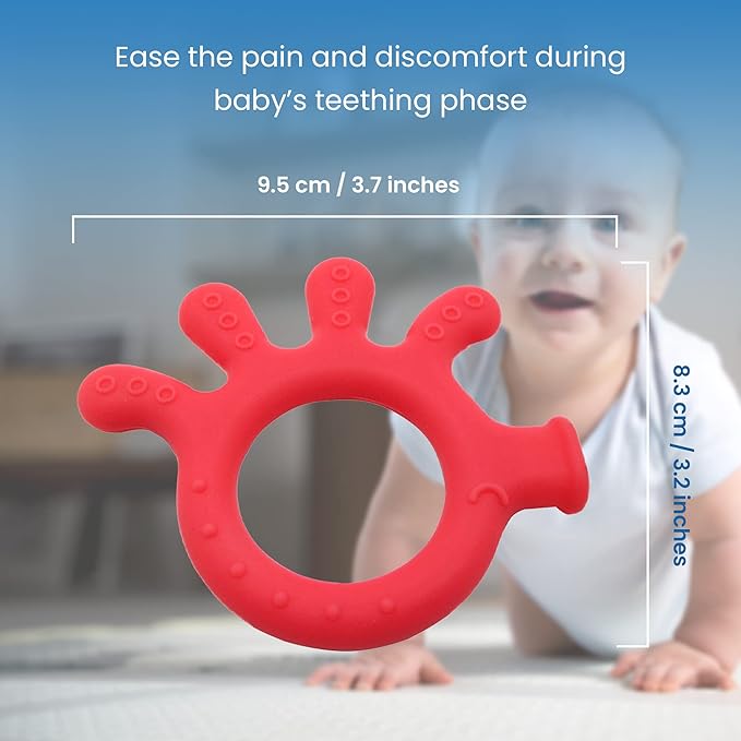 Gadgetime USA Silicone Baby Finger Teether Toy - Handheld Teething Relief Toy for Babies, Toddlers, Infants, Girls & Boys - Baby Chew Toy - Stimulating & Soft Soothing Chew Toys - BPA Free