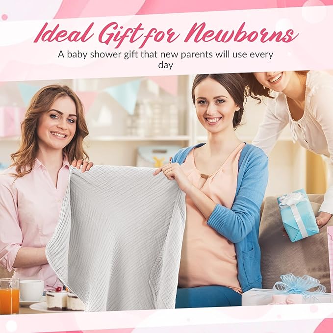 Hahafelt 6 Pcs Muslin Hooded Bath Towels Washcloths and Bibs Set, Muslin Cotton Baby Towels Absorbent Hooded Blanket Towel Infant Bibs for Boys Girls Newborn Infant Essential(White, Pink)