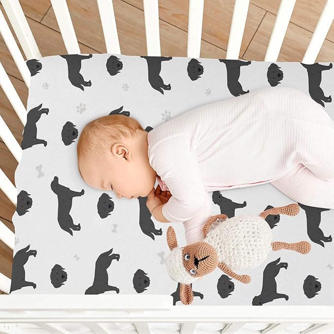 Fitted Crib Sheets Labrador Retriever Dogs Stretchy Portable Playard Sheets for Baby Toddler, Breathable Soft Mini Crib Mattress 39 x 27 in for Boys and Girls