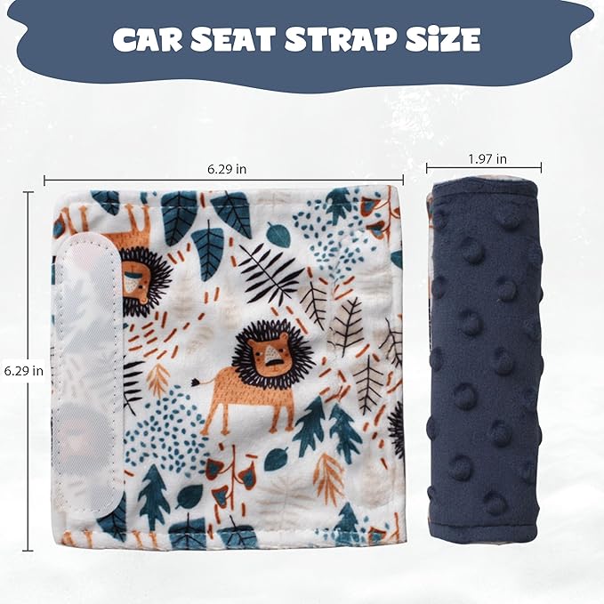 Car Seat Strap Covers for Babies Soft Car Seat Belt Covers, Mink Car Seat Straps Shoulder Pads for Boys and Girls, Navy
