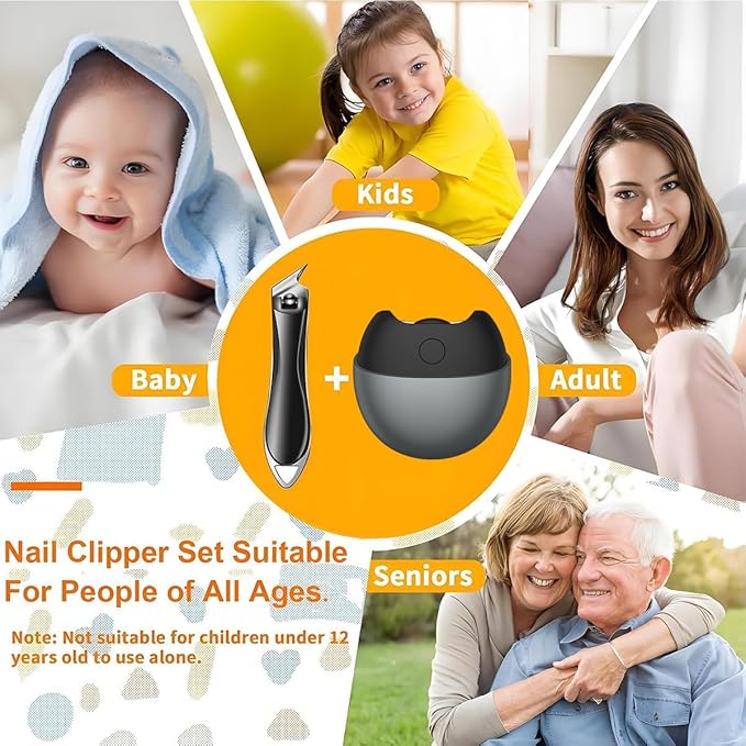 Electric Nail Clipper,2026 Improved Nail Clippers Set, Includes an Automatic 3-in-1 Nail Clippers,a Slanted Nail Clipper(for Ingrown Toenails&Fingernail) Ideal for Babies, Children, Adults and Seniors