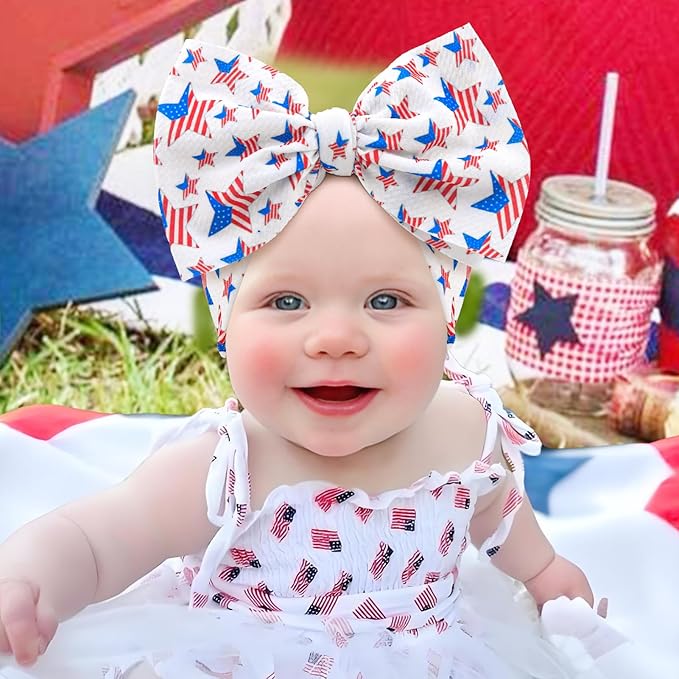 4th July 7” Large Baby Bows for Baby Girls Hairband Hair Accessories 2pcs/Pack