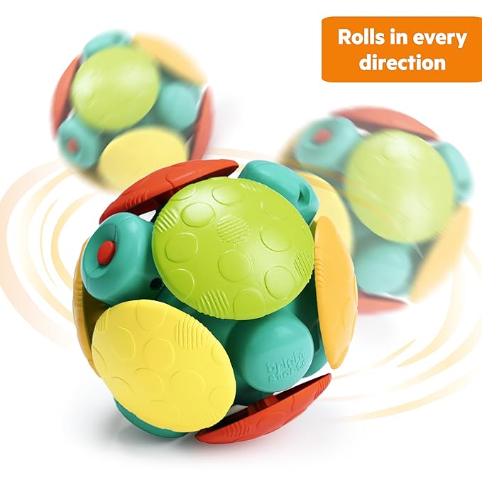 Bright Starts Wobble Bobble Activity Ball Toy, Baby & Toddler Crawl Toy, Interactive Sounds & Textures, Ages 3 Months+