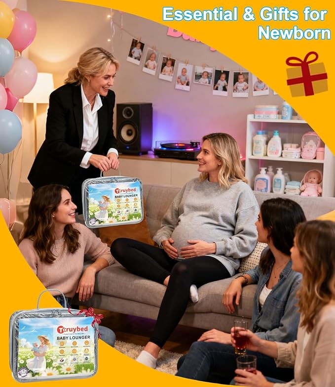 Baby Lounger, Portable Infant Support Cushions for Newborn 0-24 Months, Soft Washable Baby Nest with Thickened Support, Newborn Baby Essentials Gift for Home and Travel, Supervised Use