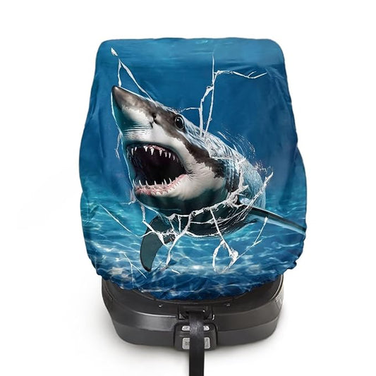 XYZCANDO Shark Infant Car Seat Cover for Summer Cartoon Car Seat Covers for Babies Washable Baby Car Seat Shade Cover Elastic Car Seat Sun Cover for Baby Car Accessories Gift for Holiday