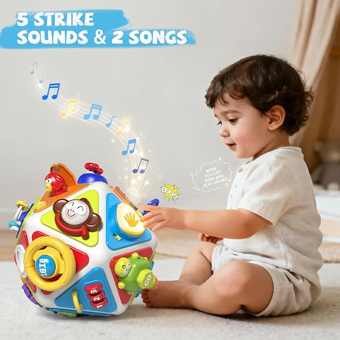 20-in-1 Toddler Busy Board Cube Toys, Early Educational Montessori Sensory Toy for Toddler 1-3, Montessori Toys for 1 2 Year Old Boys Girls Kids, Travel Toy Gifts for 1 2 Year Old Boy Girl