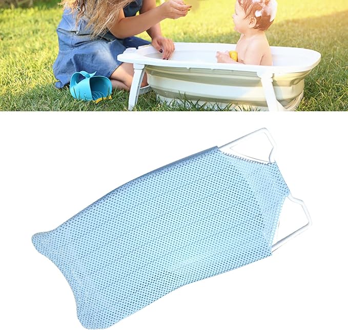 Baby Bath Seat Support Net Non Slip Mesh Cushion Portable for Newborns to Toddlers (Sky Blue)