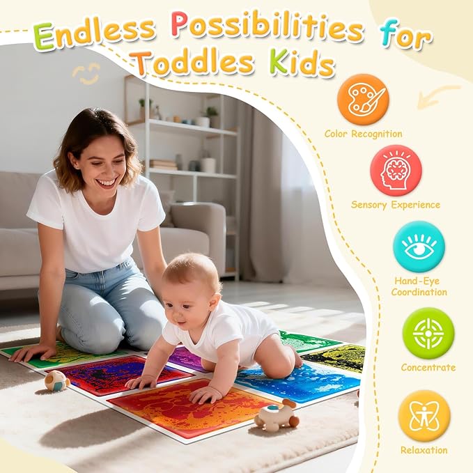 Art3d Liquid Fusion Activity Play Centers for Children, Toddler, Teens, 12" X 12" Pack of 9 Tiles