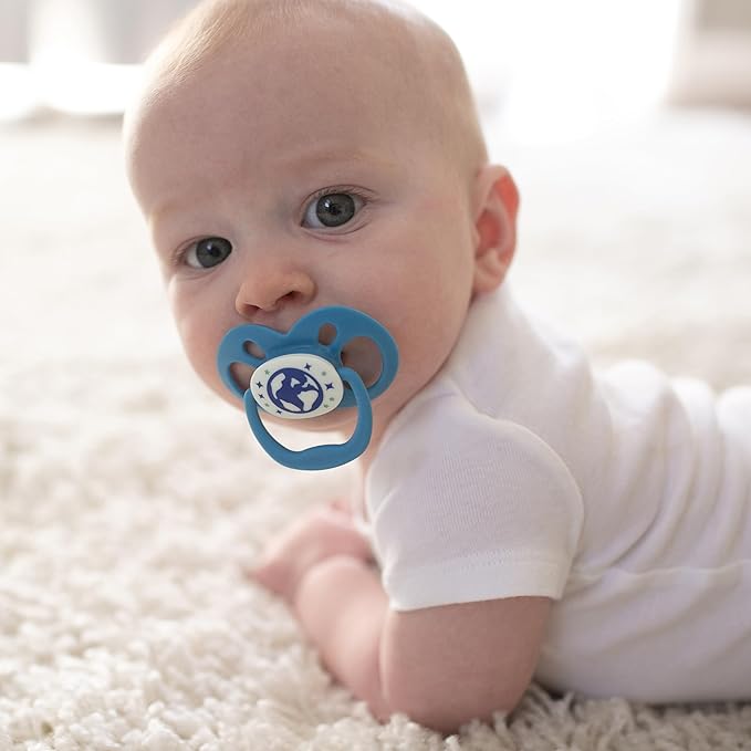 Dr. Brown's Advantage Symmetrical Pacifier with Air Flow - Blue Glow-in-The-Dark - 2-Pack - 6-18m (Pack of 2)