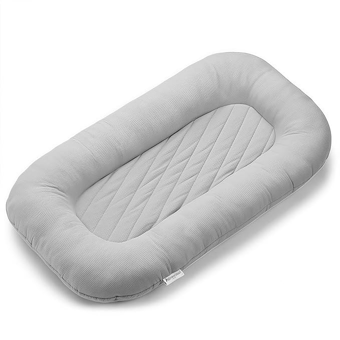 Oversize Baby Lounger for Newborn - 0-12 Months Infant Lounger Breathable Cotton Baby Nest Lounger Playtime Mat for Infant Essentials Baby Shower Gifts (Gray)