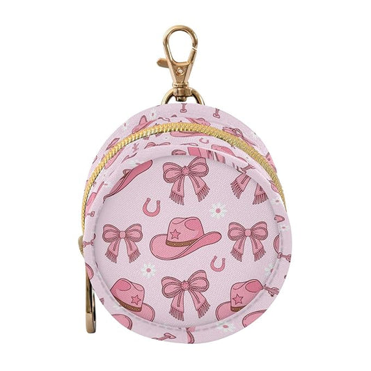 Western Cowboy Bow Pink Print Pacifier Holder Case for Diaper Bag Portable Travel Pacifier Storage Case with Clip Newborn Baby Pouch for Baby Boys Girls Purse Outdoor