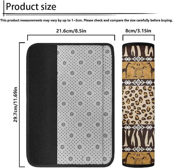 Navajo 2PCS Car Seat Strap Cover Giraffe Seatbelt Cushion Covers Leopard Print Safety Pads Soft Car Seat Straps Shoulder Pads Non Slip Neck Pad Protector for All Car Seat Stroller