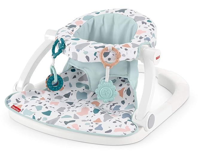 Fisher-Price Portable Baby Chair Sit-Me-Up Floor Seat with Developmental Toys & Machine Washable Seat Pad, Pacific Pebble