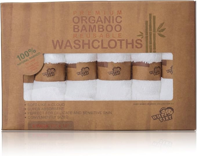 Premium Baby Bath Washcloths (Pack of 6, 10” x 10”) 100% Super Soft Towels Burp Cloths, Reusable Wipes, Excellent Baby Gift Set for Baby Shower & Registry.