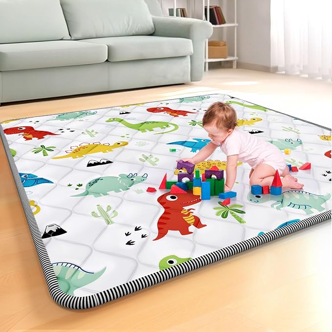 Palopalo Thicken Foam Baby Play Mat for Floor, 47x47 inch Play Mat for Playpen, Soft Padding Playmats for Babies, Toddlers and Infants, Non-Slip and Foldable Baby Crawling Mat, Machine Washable