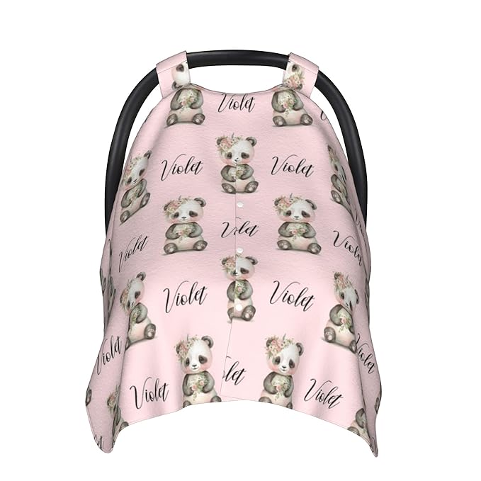 Personalized Baby Car Seat Canopy & Nursing Cover by Panda Minky - Minky Fabric Carrier & Stroller Covers for Newborns