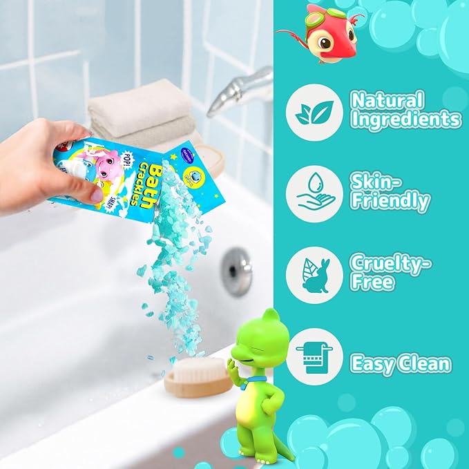 SWCANDY Bath Crackles for Kids 12 Pack, Toddler Boys Bath Toys Nontoxic & Fragrance-Free a Unique Kids, Swirl Water for Fizzy Fun Easter Basket Stuffers