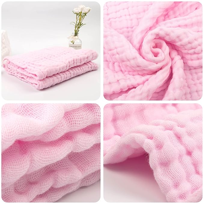 babygoal Baby Bath Towels 2 Pack, 100% Muslin Cotton Hooded Towel for Newborn,Toddler,Infant, Absorbent & Hypoallergenic Baby Gift for Boys Girls 35"x35" T0102
