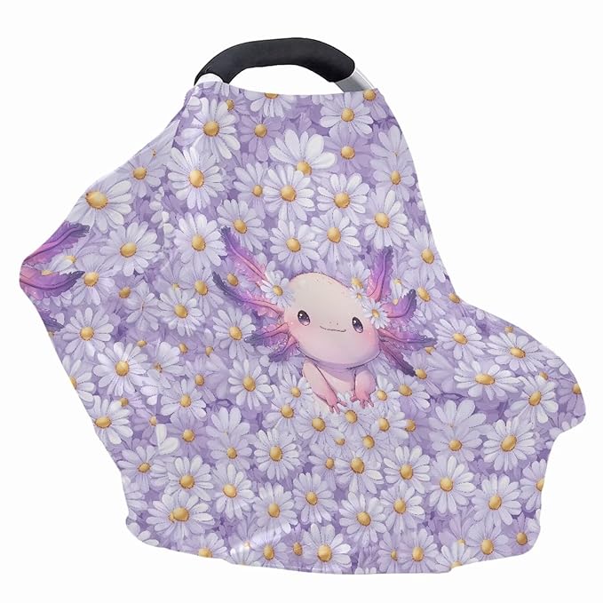 GIFTPUZZ Axolotl Nursing Cover for Newborns Breastfeeding Cover Scarf, Baby Car Seat Covers, Infant Stroller Cover, Carseat Canopy for Girls and Boys Full Coverage