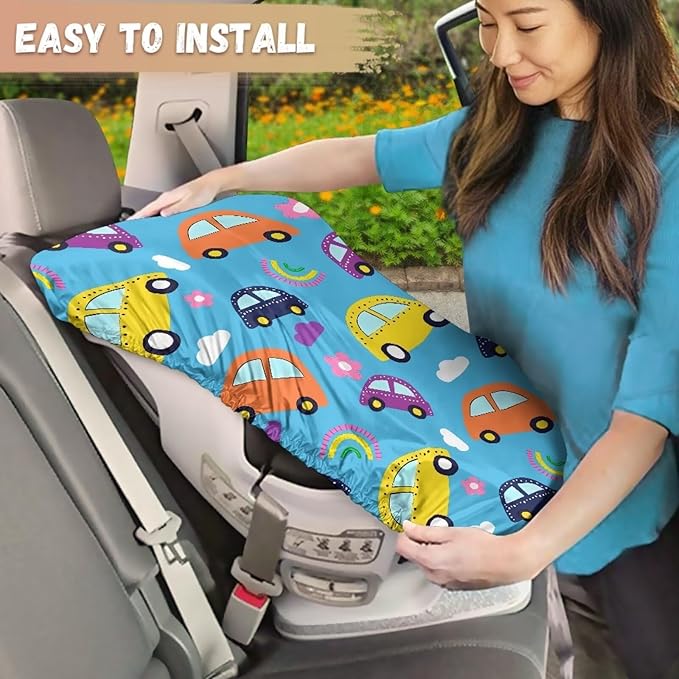 XYZCANDO Car Print Carseat Cover for Baby Girl Cartoon Baby Car Seat Sun Shade Cover Breathable Car Seat Sun Cover for Baby Reflective Baby Seat Covers for Car Seats Gift for Birthday