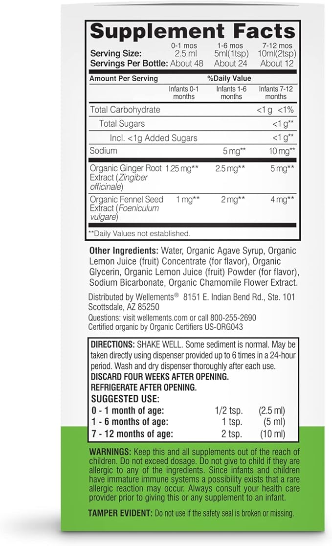 Wellements Gripe Water 4 Fl Oz (Pack of 2) Relieves Occasional Stomach Discomfort from Gas, Fussiness & Hiccups, USDA Certified Organic, Gluten Free & Non GMO, Ages Newborn+