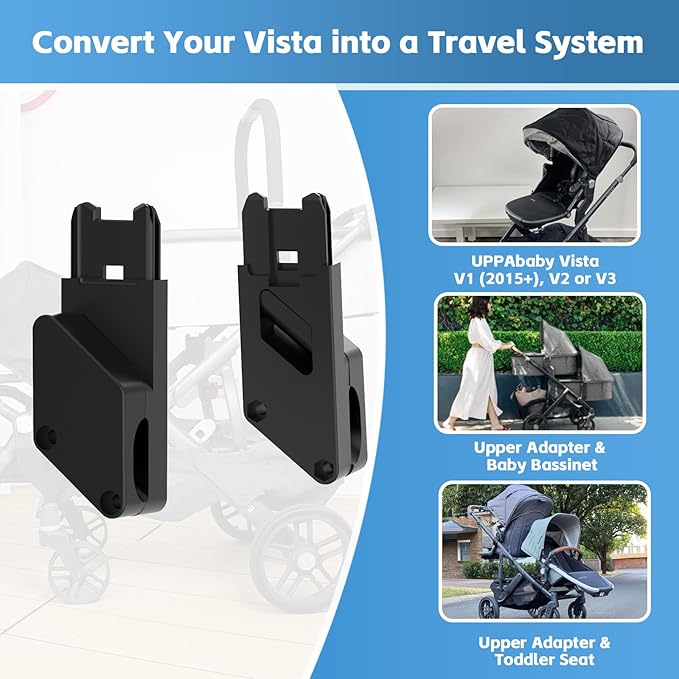 Upper Bassinet Conversion for UPPAbaby Vista V1 (2015+)/V2/V3 | Dual-Level Seat Converter for Toddler Setup | Secure Bolt-On Adapter（Only Upper Apapter)