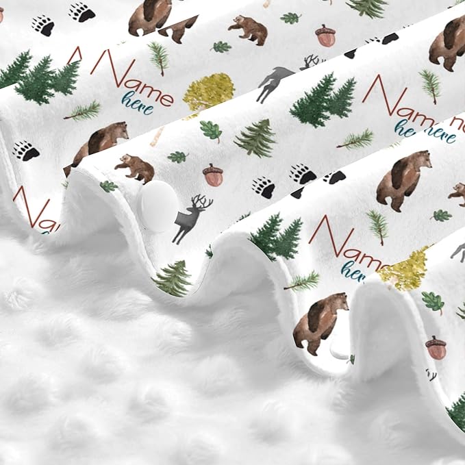 Personalized Car Seat Covers for Babies Custom Name Car Seat Canopy for Newborn Baby Boys Girls Mom Nursing Breastfeeding Covers Bear Deer Minky Baby Carrier Covers with Peekaboo Opening