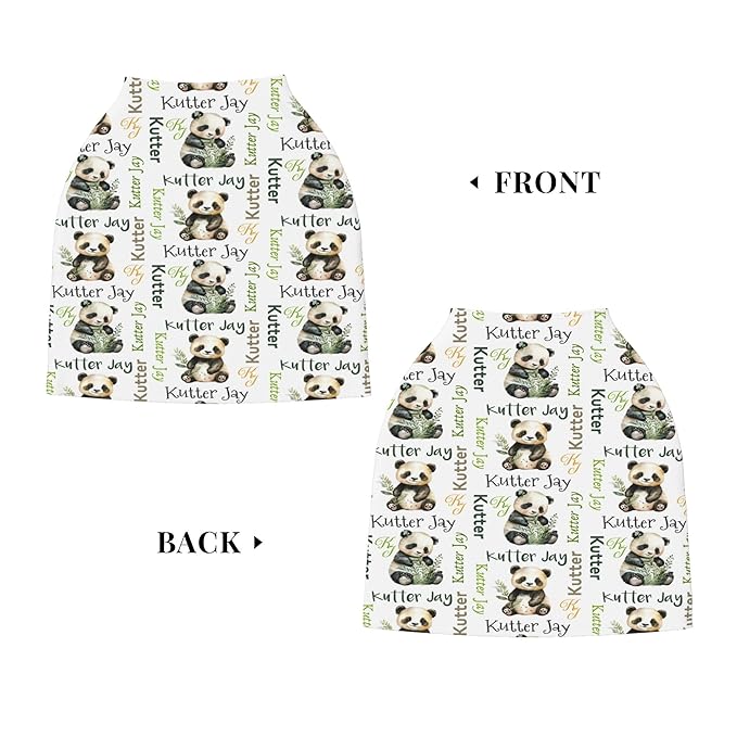 Personalized Panda Baby Car Seat Cover with Name,Multi-Use Canopy for Nursing, Strollers,Shopping Carts,Customized Breastfeeding Cover, Full Privacy,Infant Stroller Cover