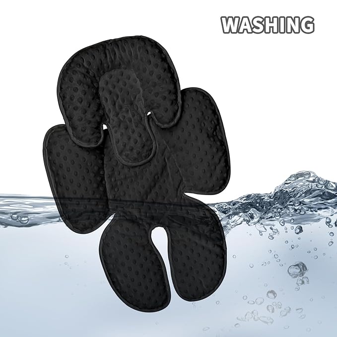 2-in-1 Baby Carseat Head Support, Infant Car Seat Insert for Girls Boys, Soft Babies Neck Support and Body Cushion for Stroller, Baby Swing, Bouncer (Black)