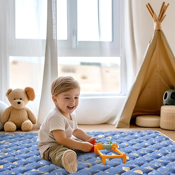 Odorless Premium Foam Baby Play Mat 36" x 36", Soft Microfiber Fabric Crawling Mat for Floor- Comfortable and Hypoallergenic, Non-Slip Cushioned Floor Playpen mat for Infants,Babies,Toddlers