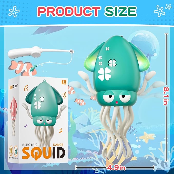 MACALOCA Dancing Squid Baby Toy, Dancing Octopus Tummy Time Toys for Toddlers, Infant Crawling Walking Baby Toys with Music & Light for 3-6 6-12 12-18 Kids Boys 1st Baby Birthday Gifts
