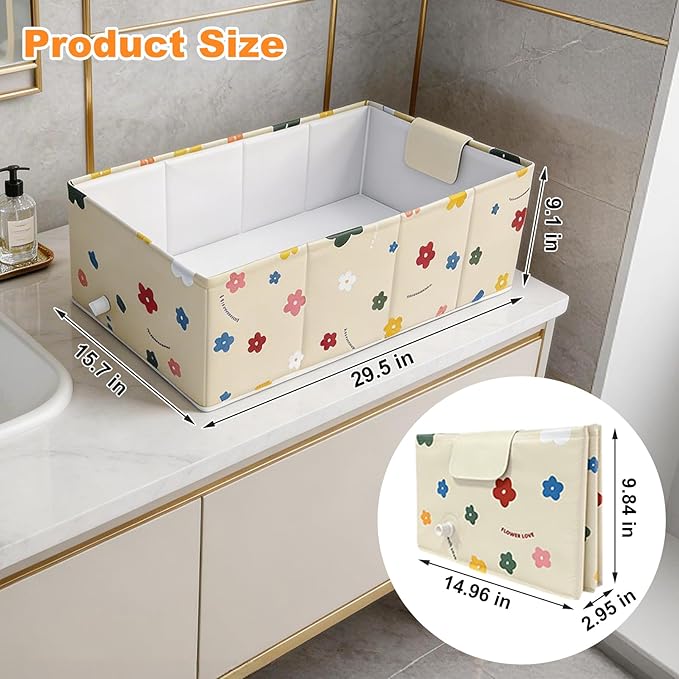 Baby Bathtub, 5-Layer Anti-Tear Foldable Toddler Bath Tub with Padded Bottom Drain Plug, Portable Collapsible Baby Bath for Travel, Shower, Sink, Indoor & Outdoor, 6 Months to 5 Years
