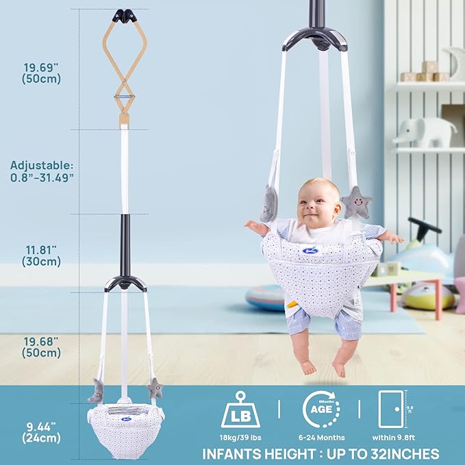 Baby Jumper Doorway, Baby Door Jumper with Adjustable Strap, Baby Jumper for Indoor/Outdoor Play, Easy to Assemble & Store (Ideal Gift for 6-24 Months)