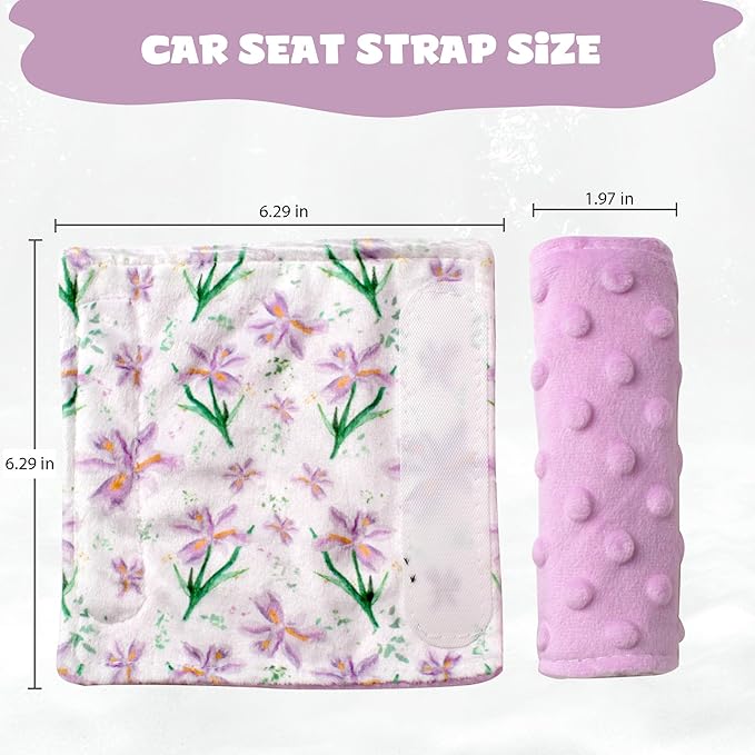 Car Seat Strap Covers for Babies Soft Car Seat Belt Covers, Mink Car Seat Straps Shoulder Pads for Boys and Girls, Purple