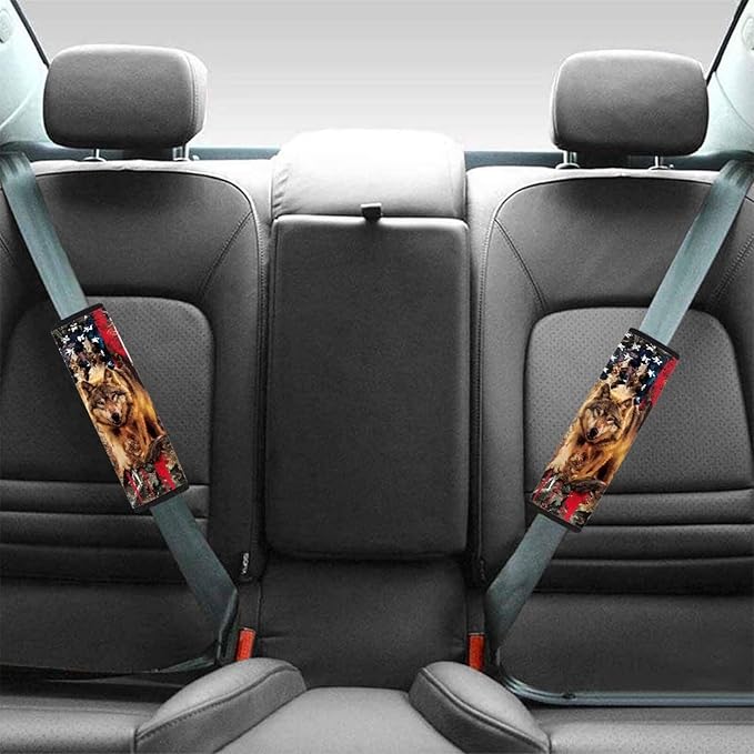 AFPANQZ Wolf Branch Car Seat Belt Pads Covers Harness Vehicle for Adults Kids 1 Pair/Set Safety Seatbelt Cushion Pads Kit Shoulder Straps Pads for Bags