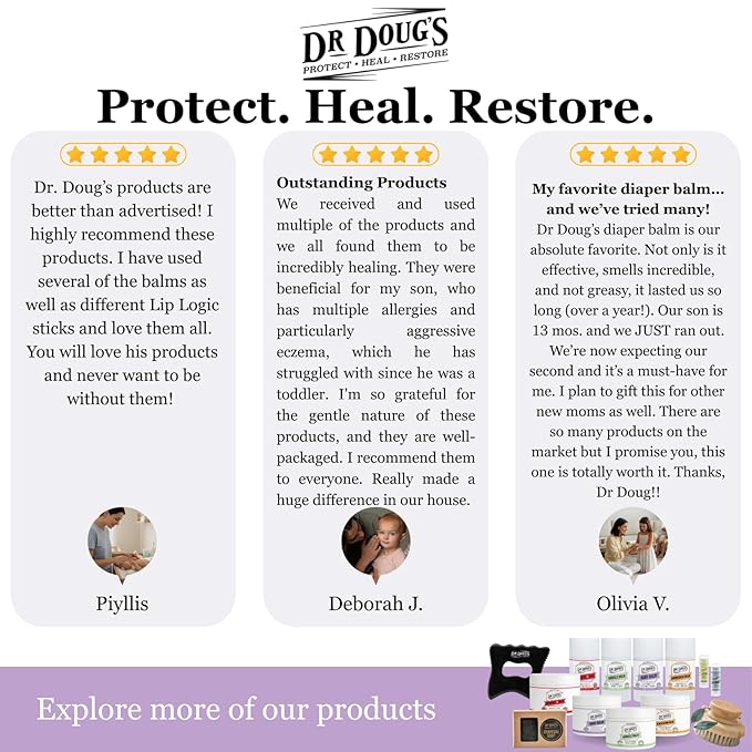 Dr. Doug's Baby Balm (Large Jar, 8 oz) - Gentle Organic Moisturizing Skin Care for Baby's Sensitive Skin with Natural Zinc Oxide for Sun Protection