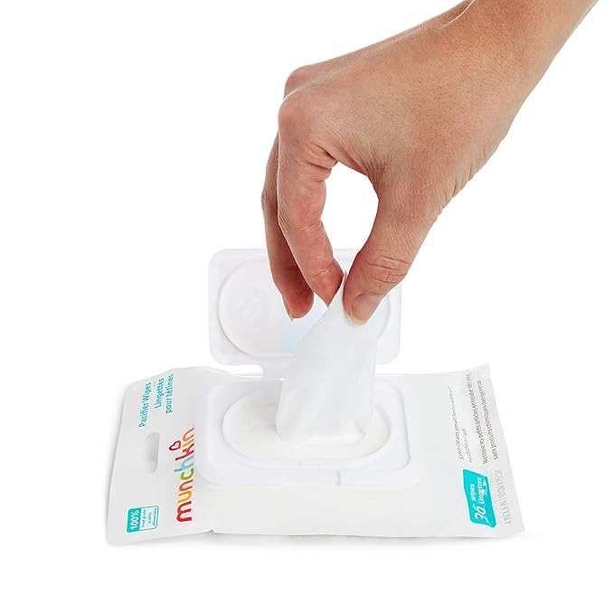 Munchkin Arm & Hammer Pacifier Wipes - Safely Cleans Breast Pump Parts and Feeding Essentials for Baby and Toddler, 3 Pack, 108 Wipes
