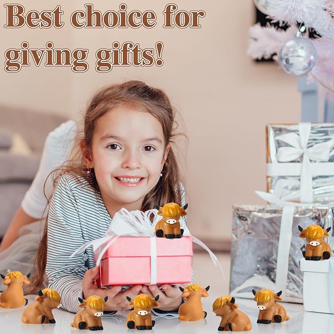 75 Pcs Highland Cow Rubber Duck Squeak and Floating Highland Cow Bath Toys for Spring Summer Shower Birthday Party (Brown Highland Cows)