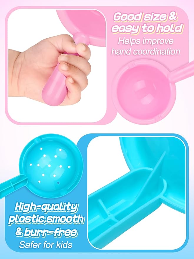 Small Bath Toys for Toddlers Age 1-3 - Super Easy to Clean Water Table Toys, Baby Bath Tub Swimming Pool Beach Toy Accessories for Fun Tactile Training Newborn Gifts, 3 Pack (Pink)