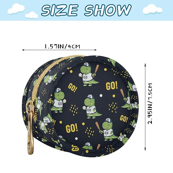 Cartoon Baseball Dinosaur Print Pacifier Holder Case for Diaper Bag Portable Travel Pacifier Storage Case with Clip Newborn Baby Pouch for Baby Boys Girls Purse Outdoor