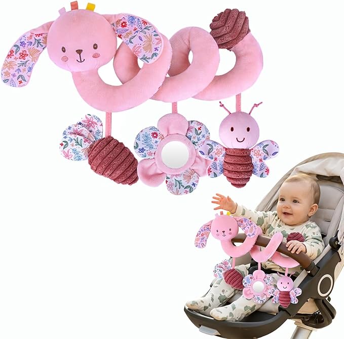 Multi-Use Baby Spiral Activity Toy – Spiral carseat Toy for Car Seat, Stroller,Play Gym, Keeps Baby Quiet, Easy Travel Solution