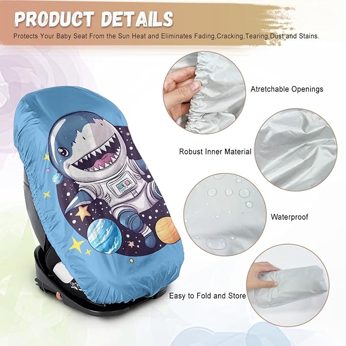 XYZCANDO Shark Car Seat Covers for Babies Cute Baby Car Seat Shade Cover for Travel Easy to Install Car Seat Protector for Child Car Seat Washable Baby Car Seat Cover for Travel Gift for Her